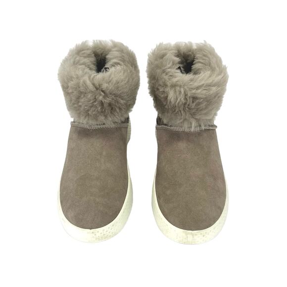 Ecco Women Taupe Winter Boot Size 5-5.5 Leather Shearling Lined Foldable Bootie - Picture 10 of 16